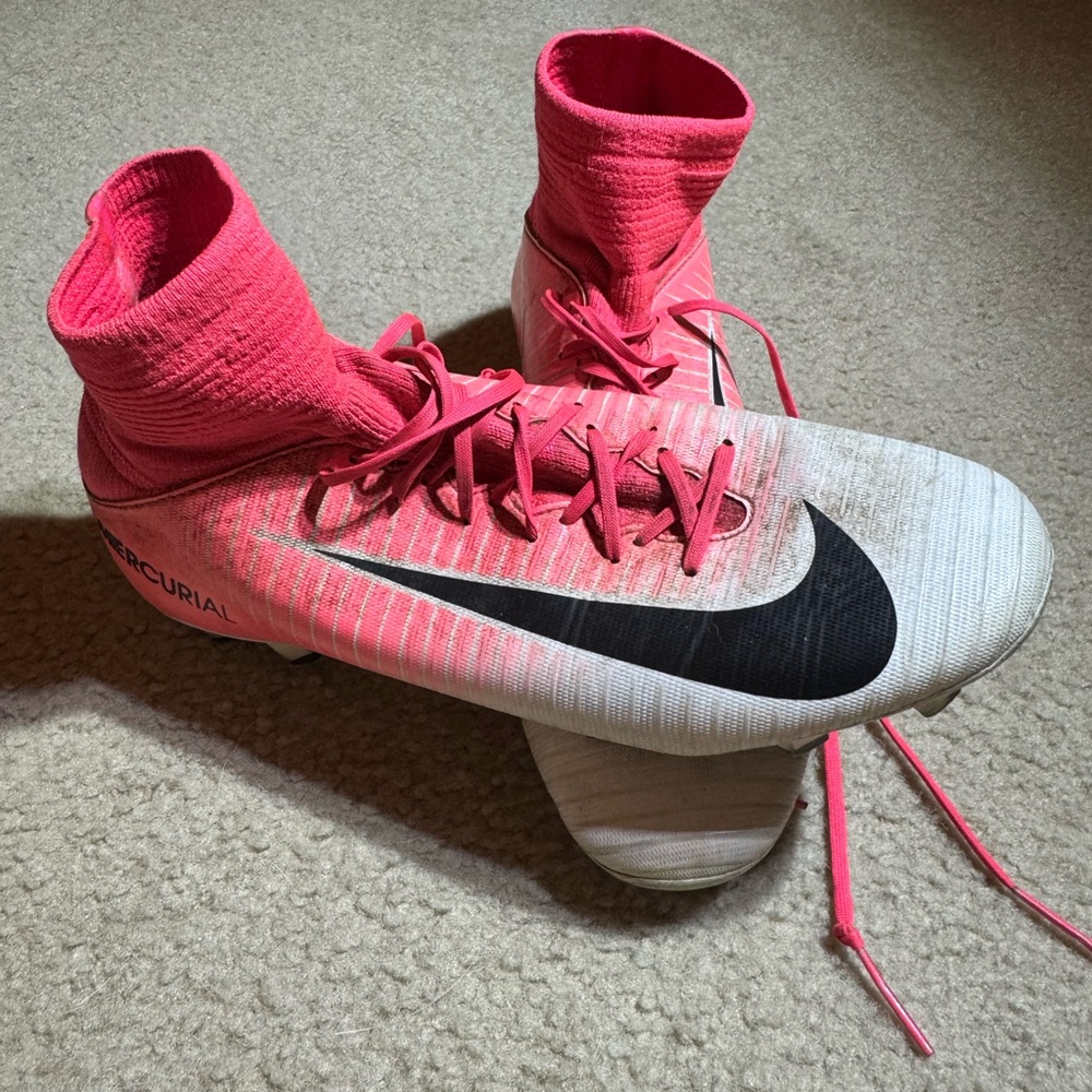 Nike Mercurial Pink and White Soccer Cleats